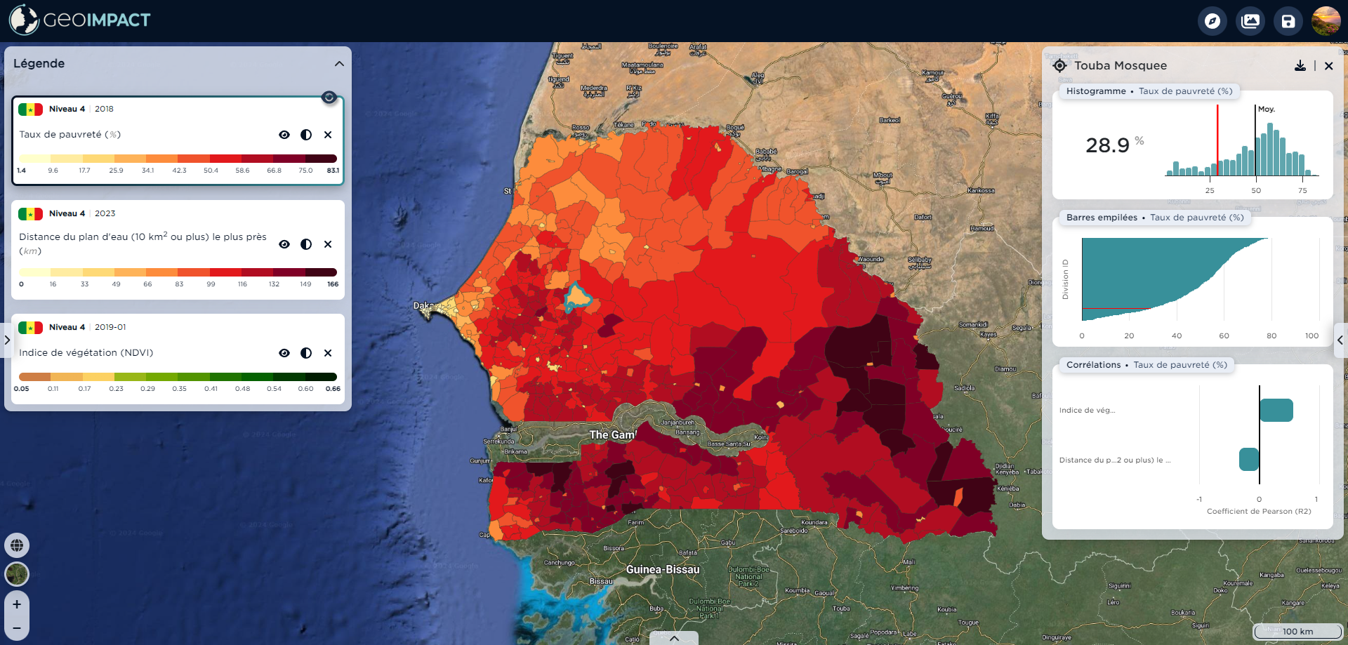 visual of the visualization tool of GeoImpact